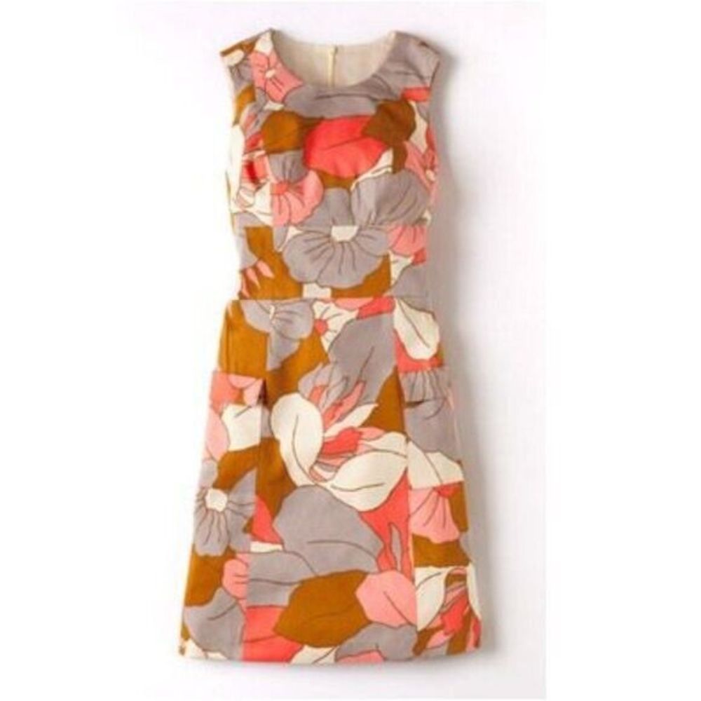 Boden bloom through gloom retro 70’s shift dress size 8 Floral Spring Feminine